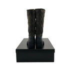 Chanel Long Rain Boots Quilted CC Logo 37 Brown — view 3