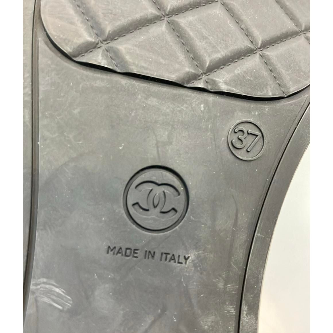 Chanel Long Rain Boots Quilted CC Logo 37 Brown — view 4