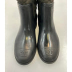 Chanel Long Rain Boots Quilted CC Logo 37 Brown — view 6