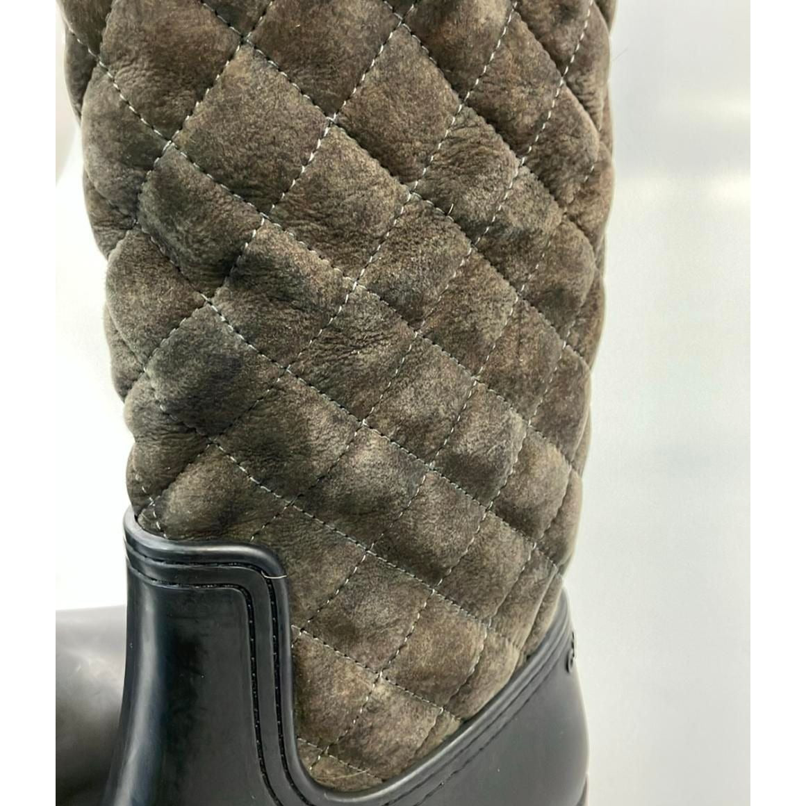 Chanel Long Rain Boots Quilted CC Logo 37 Brown — view 8