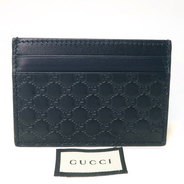 Gucci Card Case Micro Guccissima Leather Holder Navy — view 2