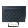 Gucci Card Case Micro Guccissima Leather Holder Navy