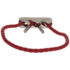 Hermes Silver 925 Leather Hardware Red Bracelet 1125 — view 3