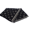 Chanel Logo Muffler CC Wool Silk Black Scarf
