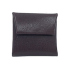 Hermes Bastia Brown Silver Coin Case Card Leather