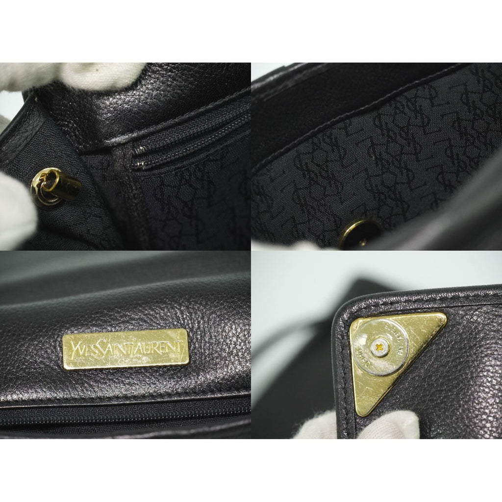 Saint Laurent Yves YSL Leather Shoulder Bag Pochette Black — view 9