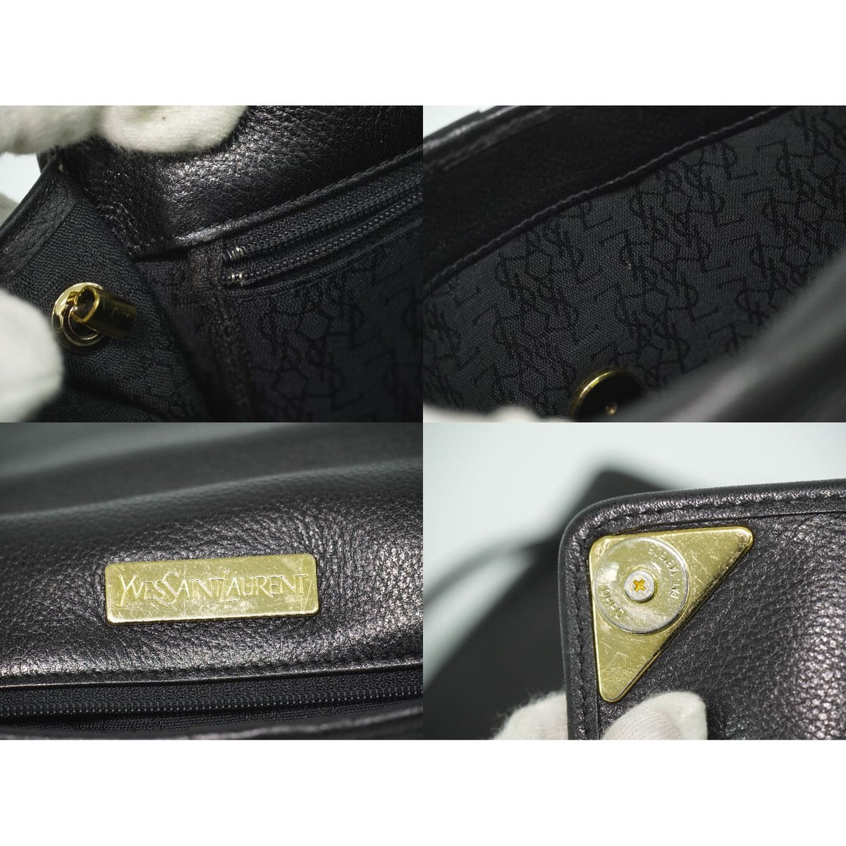 Saint Laurent Yves YSL Leather Shoulder Bag Pochette Black — view 9