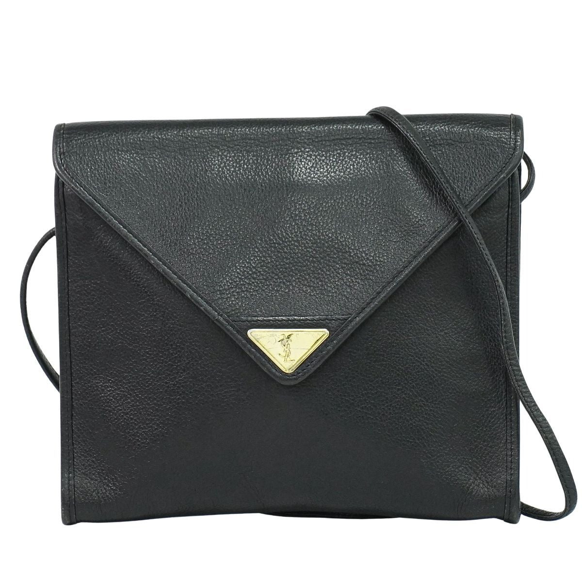 Saint Laurent Yves YSL Leather Shoulder Bag Pochette Black