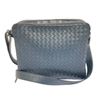 Bottega Veneta Intrecciato Leather Shoulder Bag Navy