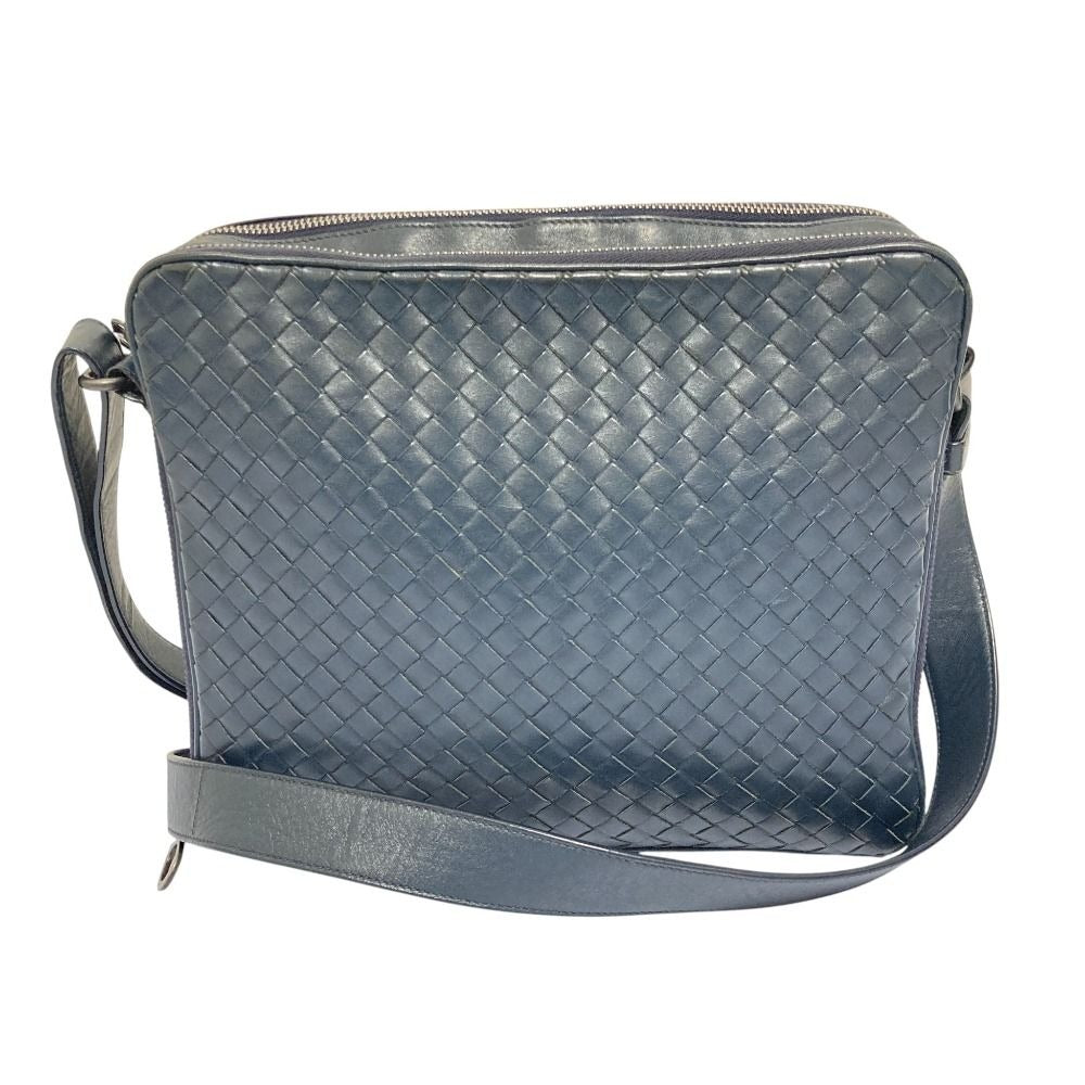 Bottega Veneta Intrecciato Leather Shoulder Bag Navy