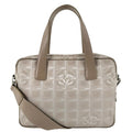 Chanel New Travel Leather Canvas Beige Handbag Silver
