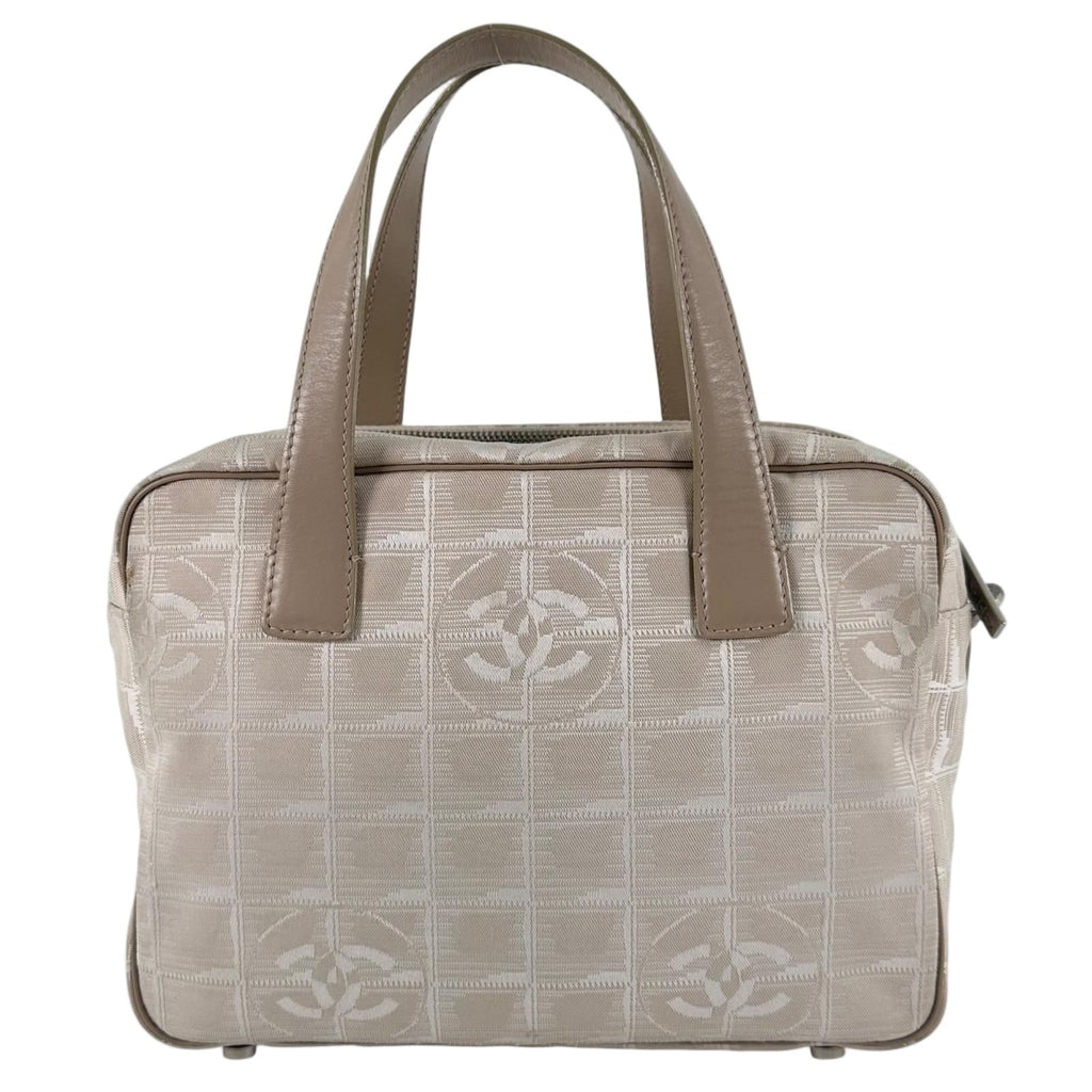 Chanel New Travel Leather Canvas Beige Handbag Silver — view 2