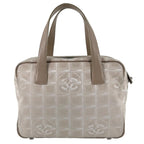 Chanel New Travel Leather Canvas Beige Handbag Silver — view 2