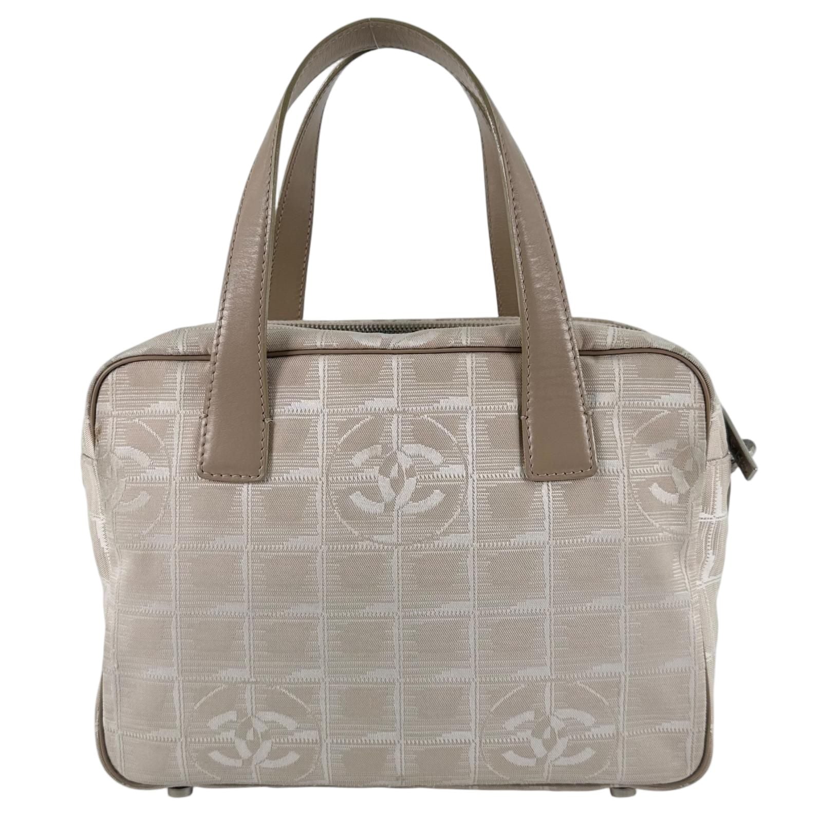 Chanel New Travel Leather Canvas Beige Handbag Silver — view 2