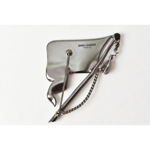 Saint Laurent Pin Brooch Badge With Rhinestone Flag — view 2