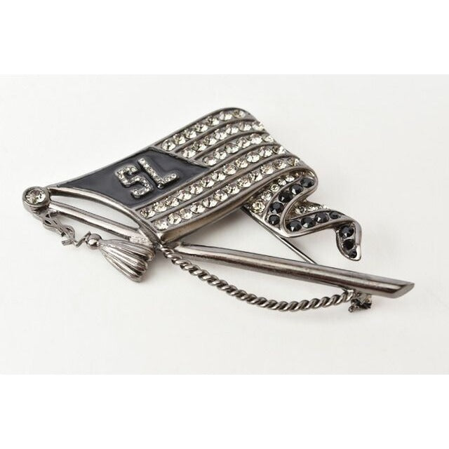 Saint Laurent Pin Brooch Badge With Rhinestone Flag — view 3