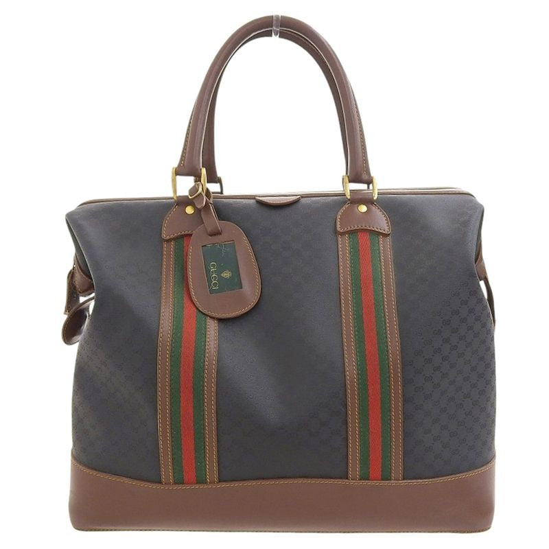 Gucci 90's Vintage Sherry Line Micro GG Jacquard Leather Box Calf