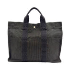 Hermes Her Line Canvas Gray Tote Silver