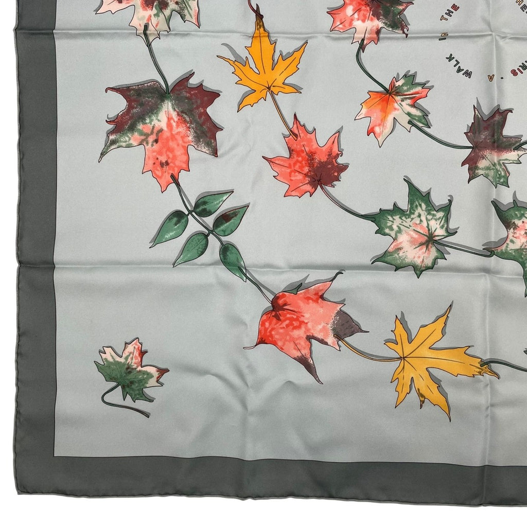 Hermes Carre 90 Scarf 100% Silk A Walk In The Park Maple Leaf Green Box — view 5