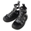 Bottega Veneta Leather Lug Flat Brushed Calf Strap Sandals Black 36