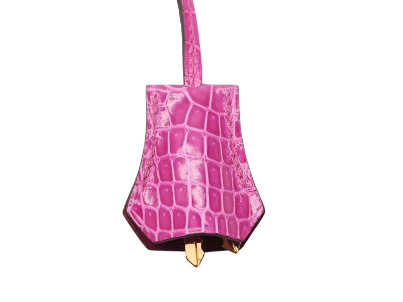 Hermes Clochette Cadena Key Set Fuchsia Porosus Gold — view 2