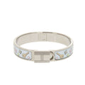 Hermes Metal Light Blue Silver Bangle Bracelet