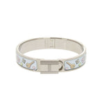 Hermes Metal Light Blue Silver Bangle Bracelet