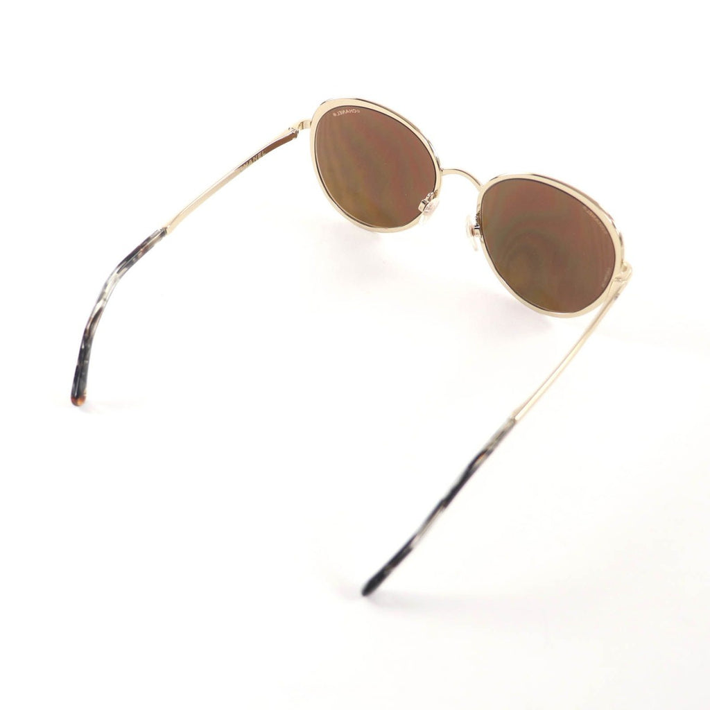 Chanel CC Logo Boston Mirror Lens Sunglasses Gold Marble 55 18 140 — view 4