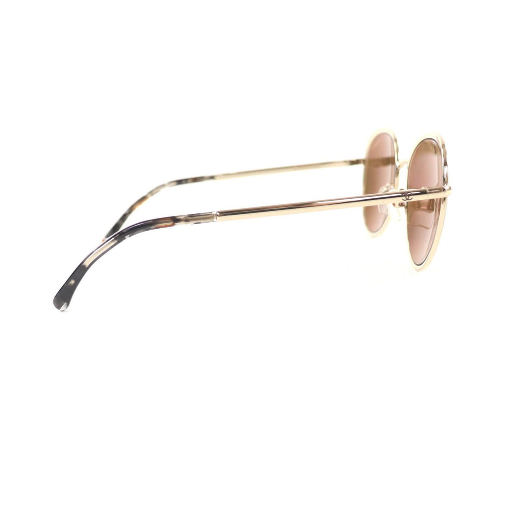 Chanel CC Logo Boston Mirror Lens Sunglasses Gold Marble 55 18 140 — view 6