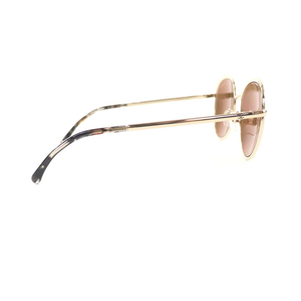 Chanel CC Logo Boston Mirror Lens Sunglasses Gold Marble 55 18 140 — view 6