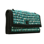Chanel Shoulder Bag Nylon Tweed Black Peacock Blue — view 2