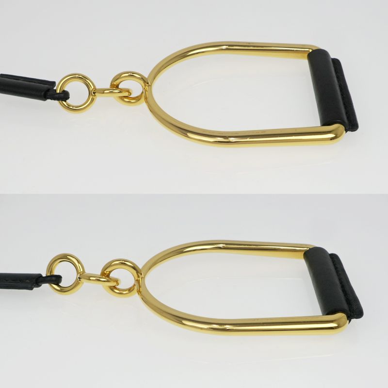 Hermes Esquettle Etrier GM Necklace Pendant Black Gold Hardware — view 4