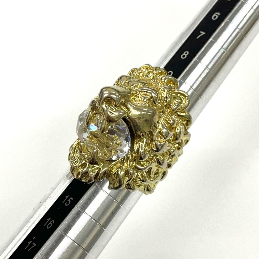 Gucci Michele Era Lion Head Stone Ring Gold Clear — view 8