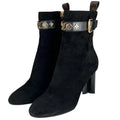 Louis Vuitton 2021 1 A965 S Silhouette Line Suede Leather Ankle Boots Black
