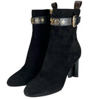 Louis Vuitton 2021 1 A965 S Silhouette Line Suede Leather Ankle Boots Black
