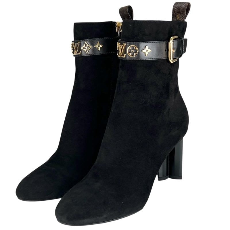 Louis Vuitton 2021 1 A965 S Silhouette Line Suede Leather Ankle Boots Black