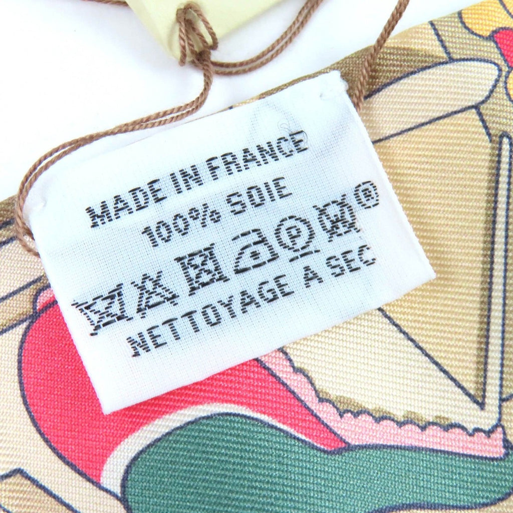 Hermes Twill Pony Pit Stop Silk Cles Pink Green Scarf — view 5