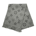 Louis Vuitton Muffler Echarpe Logomania Wool Silk Monogram Gray Scarf