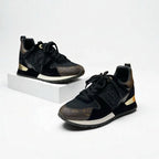 Louis Vuitton Run Away Line Monogram Sneakers Shoes Leather Fabric Suede Black