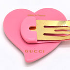 Gucci Interlocking Heart Hair Clip Width Resin Pink — view 4