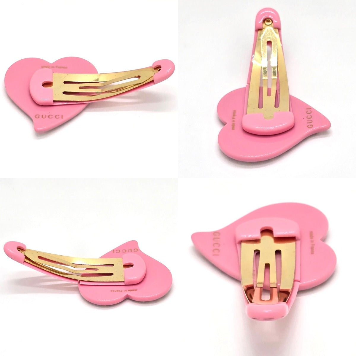 Gucci Interlocking Heart Hair Clip Width Resin Pink — view 5