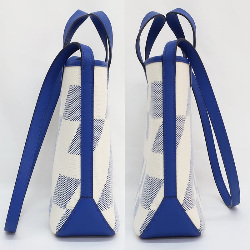 Hermes Ambie PM Shoulder Bag 2-Way Blue White U Stamp Canvas — view 5