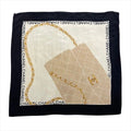 Chanel CC Logo Quilted Scarf Silk Black Beige Large
