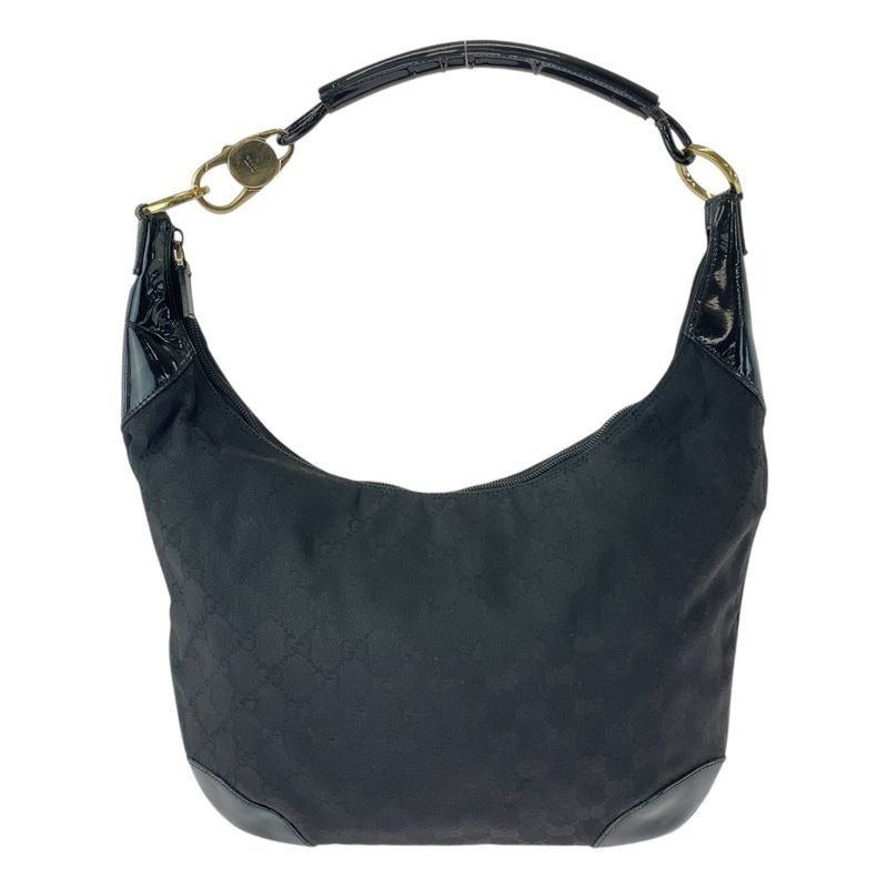 Gucci Black Gold Hardware GG Canvas Leather 001 4157 Shoulder Bag