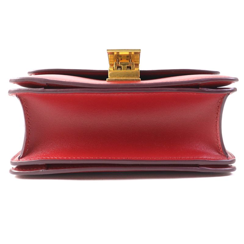 Celine dls Classic Box Small Leather Shoulder Bag Red — view 6