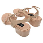 Chanel Sandals Shoes Patent Leather Pink Coco Mark Quilted Thong — view 4