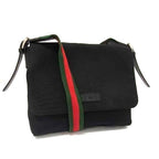 Gucci Shoulder Bag Sherry Line Messenger Black Techno Canvas Leather