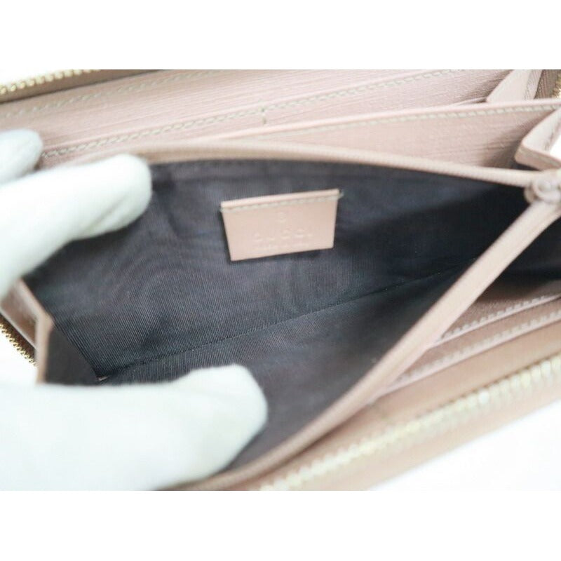 Gucci Zip Around Wallet GG Supreme Canvas Beige Pink — view 5