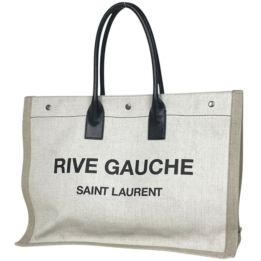 Saint Laurent Yves Logo Tote YSL Canvas White Beige