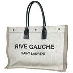 Saint Laurent Yves Logo Tote YSL Canvas White Beige